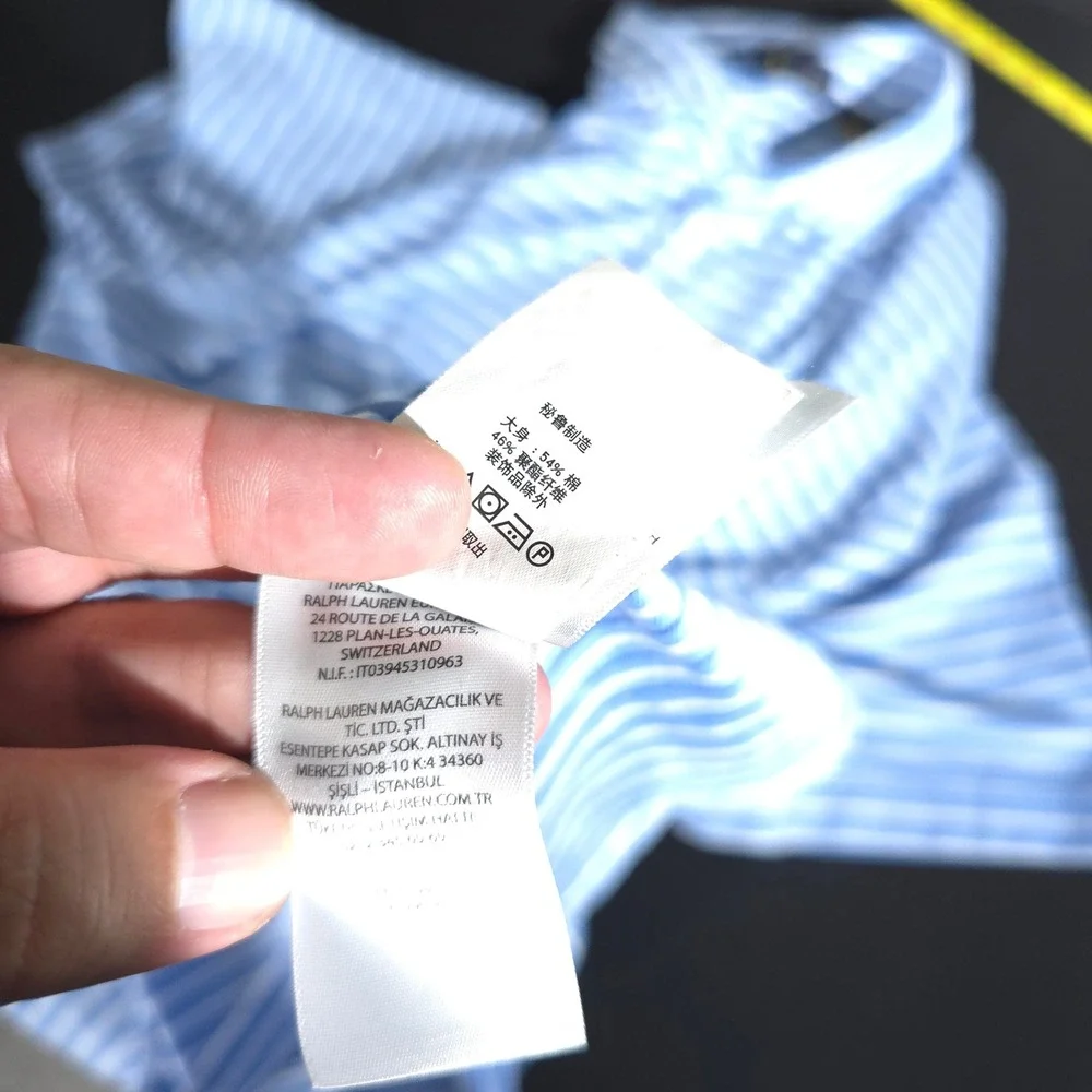 Ralph Lauren Polo‎ Shirt Mens XL Blue White Striped Pro Fit Short Sleeve Cotton